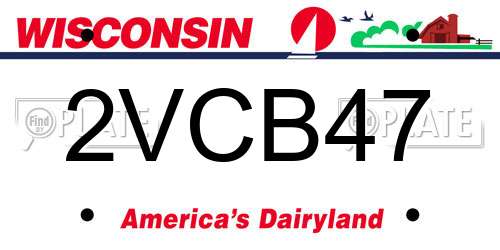 2VCB47 Wisconsin License Plate