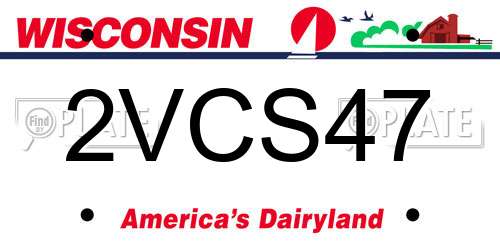 2VCS47 Wisconsin License Plate