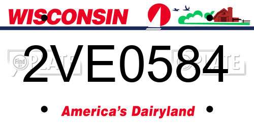 2VE0584 Wisconsin License Plate