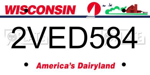 2VED584 Wisconsin License Plate