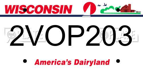 2VOP203 Wisconsin License Plate