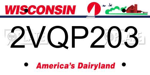 2VQP203 Wisconsin License Plate