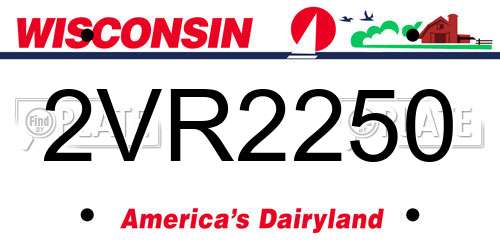 2VR2250 Wisconsin License Plate
