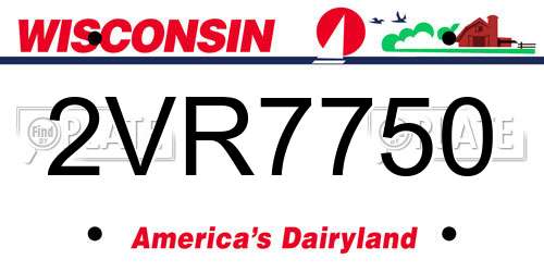 2VR7750 Wisconsin License Plate