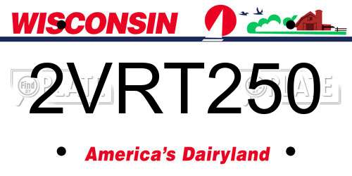2VRT250 Wisconsin License Plate
