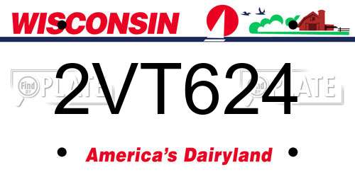 2VT624 Wisconsin License Plate