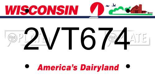 2VT674 Wisconsin License Plate