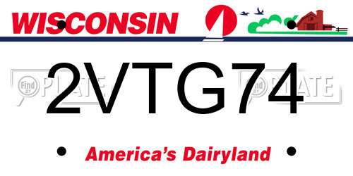 2VTG74 Wisconsin License Plate