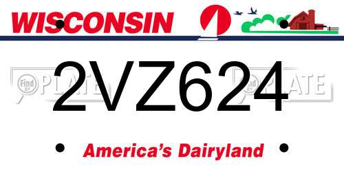 2VZ624 Wisconsin License Plate