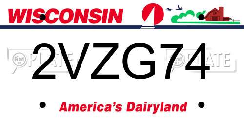 2VZG74 Wisconsin License Plate