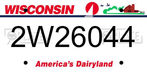 2W26044 Wisconsin License Plate