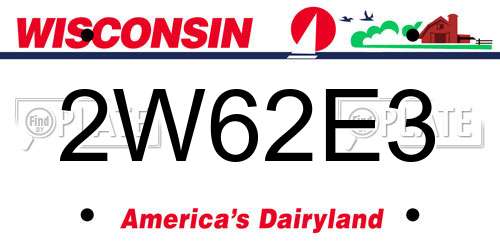 2W62E3 Wisconsin License Plate