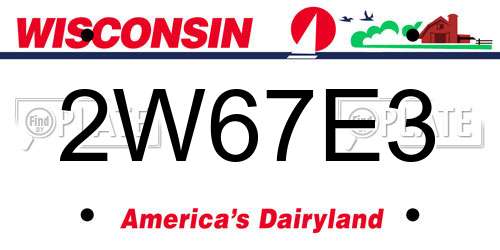 2W67E3 Wisconsin License Plate