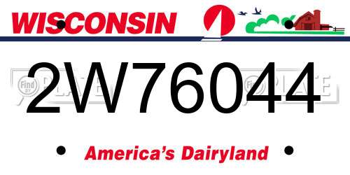 2W76044 Wisconsin License Plate