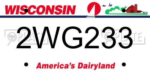 2WG233 Wisconsin License Plate