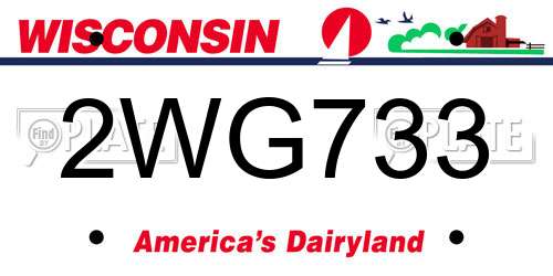 2WG733 Wisconsin License Plate