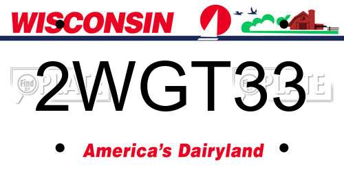 2WGT33 Wisconsin License Plate