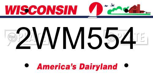 2WM554 Wisconsin License Plate