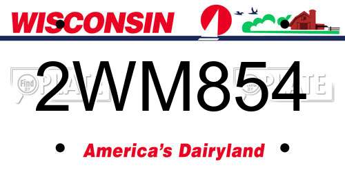 2WM854 Wisconsin License Plate