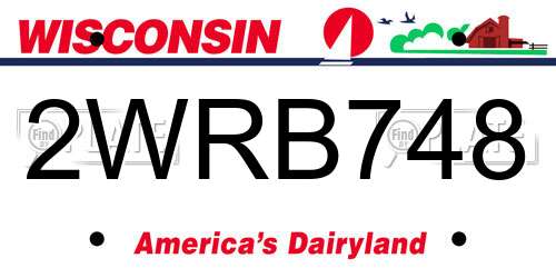 2WRB748 Wisconsin License Plate