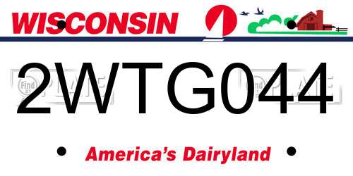 2WTG044 Wisconsin License Plate