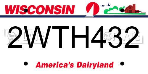 2WTH432 Wisconsin License Plate