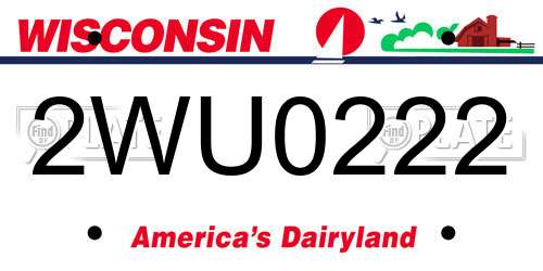 2WU0222 Wisconsin License Plate