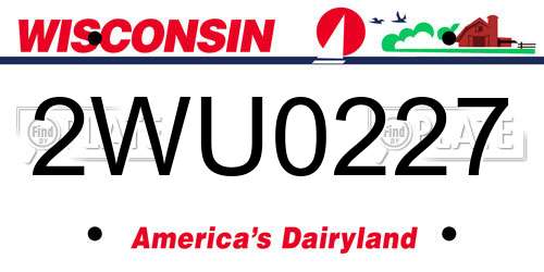 2WU0227 Wisconsin License Plate
