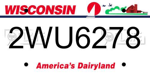 2WU6278 Wisconsin License Plate