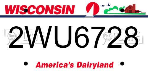 2WU6728 Wisconsin License Plate