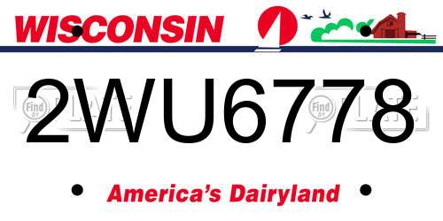 2WU6778 Wisconsin License Plate