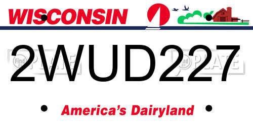 2WUD227 Wisconsin License Plate