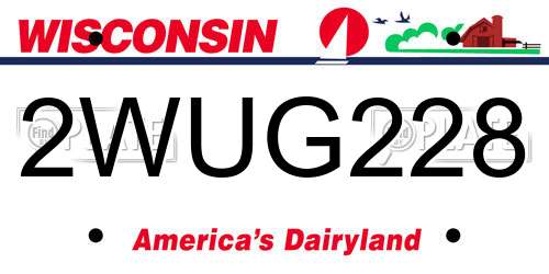 2WUG228 Wisconsin License Plate