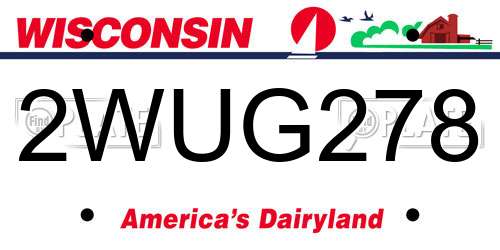 2WUG278 Wisconsin License Plate
