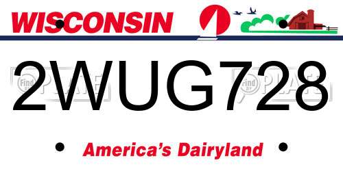 2WUG728 Wisconsin License Plate