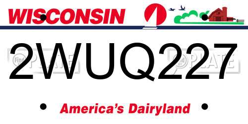 2WUQ227 Wisconsin License Plate