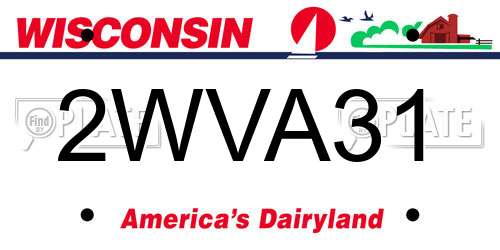 2WVA31 Wisconsin License Plate