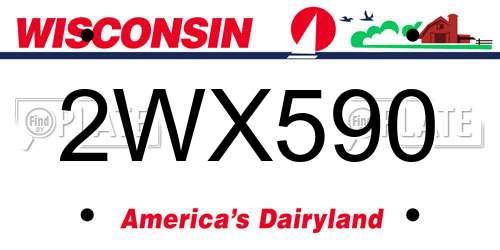 2WX590 Wisconsin License Plate