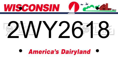 2WY2618 Wisconsin License Plate