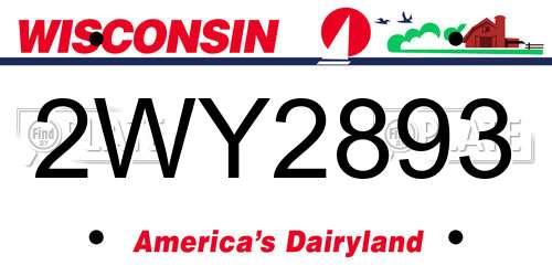 2WY2893 Wisconsin License Plate
