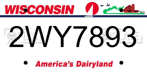 2WY7893 Wisconsin License Plate