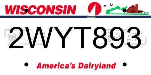 2WYT893 Wisconsin License Plate
