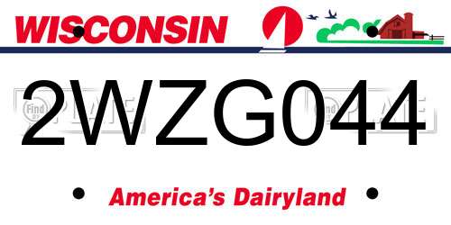 2WZG044 Wisconsin License Plate