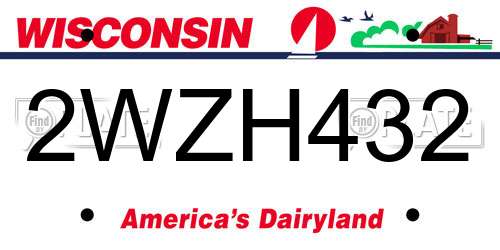 2WZH432 Wisconsin License Plate