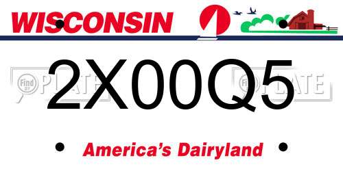 2X00Q5 Wisconsin License Plate
