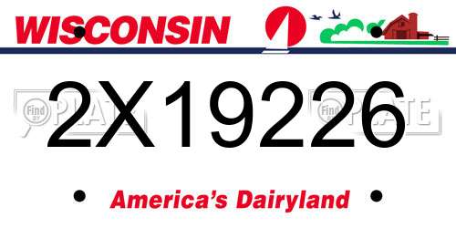 2X19226 Wisconsin License Plate