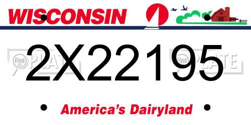 2X22195 Wisconsin License Plate