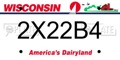 2X22B4 Wisconsin License Plate