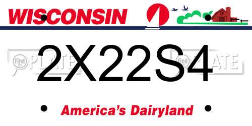 2X22S4 Wisconsin License Plate