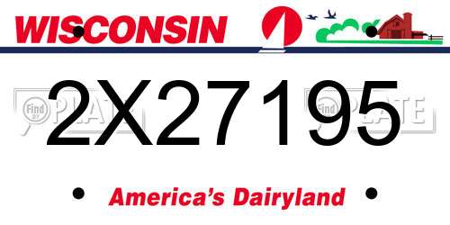 2X27195 Wisconsin License Plate